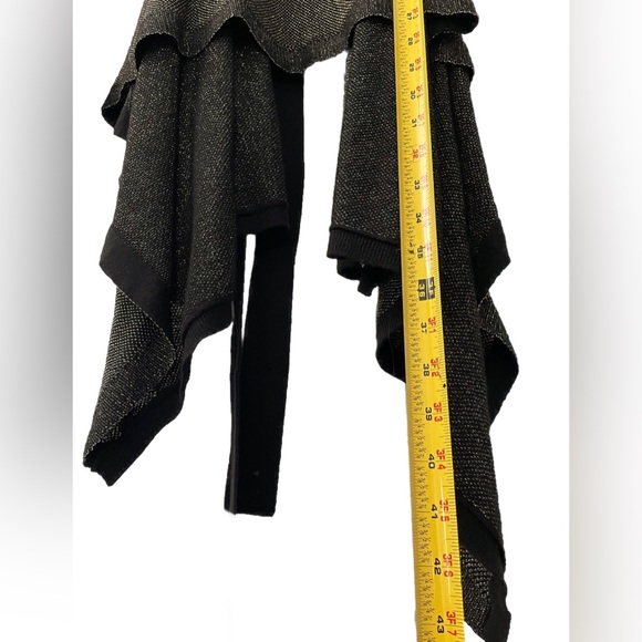 BCBG Paris Metallic Gold Black Open Front Cardigan Women’s M Stretch Belted - Picture 8 of 9